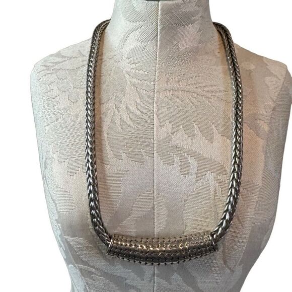 Vintage Silver Dot Woven Mesh Chain Necklace - Picture 1 of 11